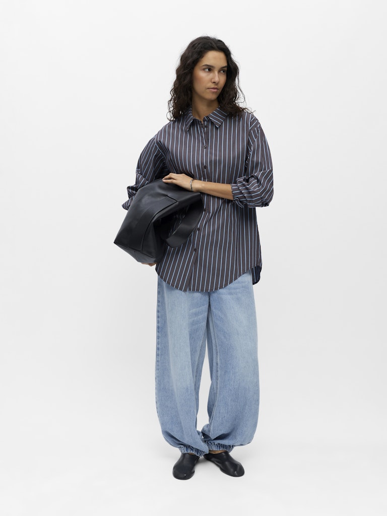 OBJTUTTA LO L/S SHIRT - Seal Brown/Little Boy Blue Stripes