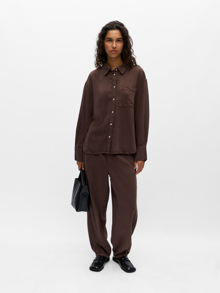 OBJFRAME ZILA L/S RE SHIRT - Seal Brown