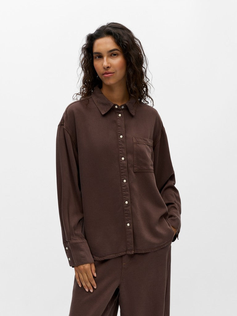 OBJFRAME ZILA L/S RE SHIRT - Seal Brown