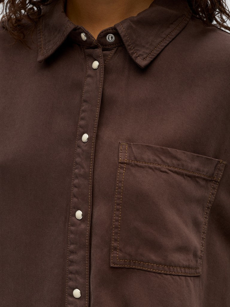 OBJFRAME ZILA L/S RE SHIRT - Seal Brown