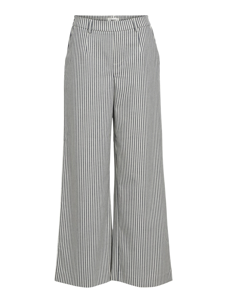 OBJLISA WIDE PANT AOP - Cloud Dancer/Sky Captain stripes