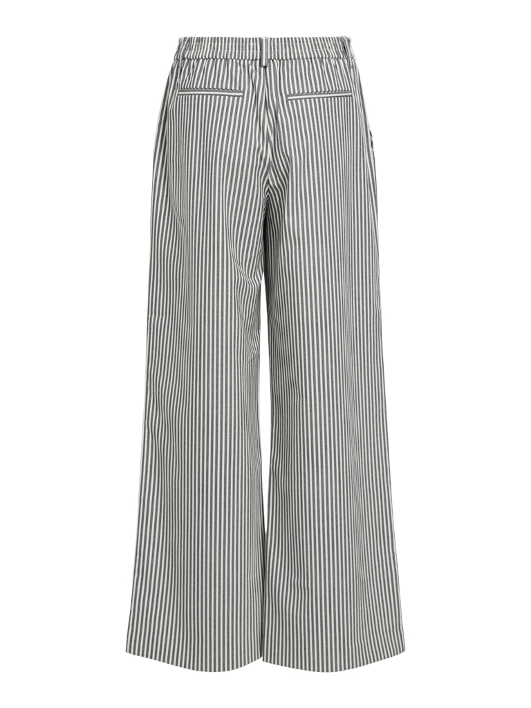 OBJLISA WIDE PANT AOP - Cloud Dancer/Sky Captain stripes