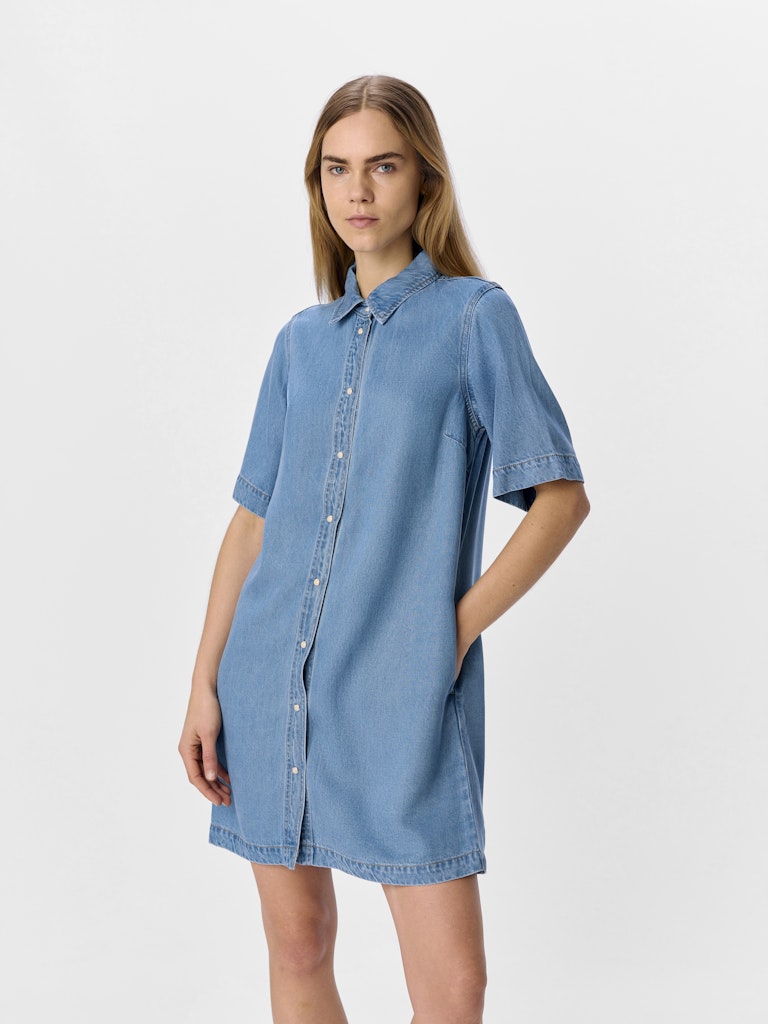 OBJFRAME 2/4 RE DENIM DRESS - Light Blue Denim