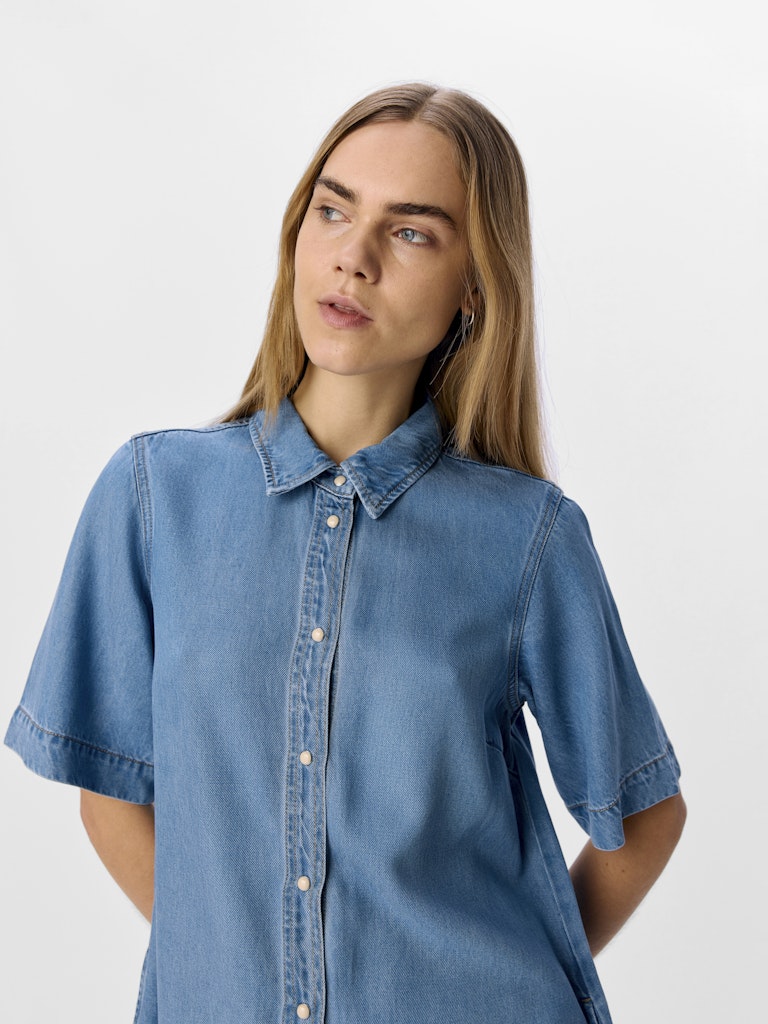OBJFRAME 2/4 RE DENIM DRESS - Light Blue Denim