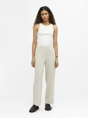 OBJSANNE ALINE WIDE PANT - Sandshell