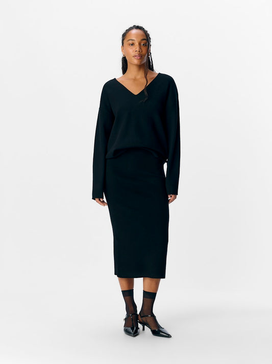 OBJREYNARD HW KNIT SKIRT - Black