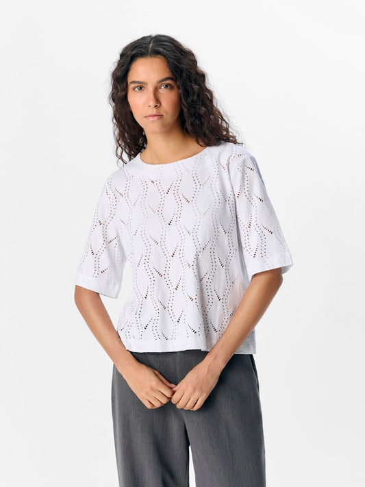 OBJAVA 2/4 LO O-NECK TOP - White