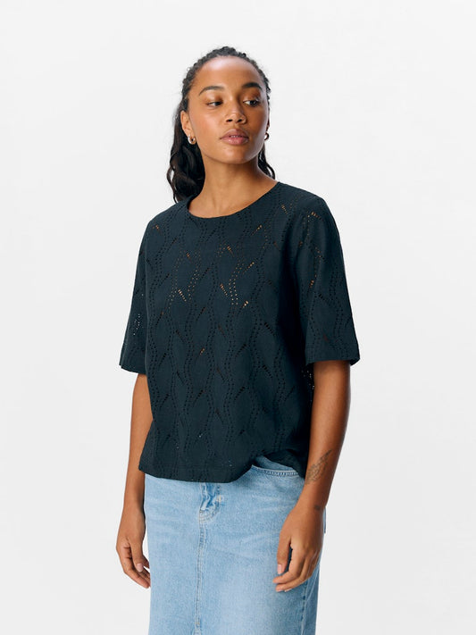 OBJAVA 2/4 LO O-NECK TOP - Black