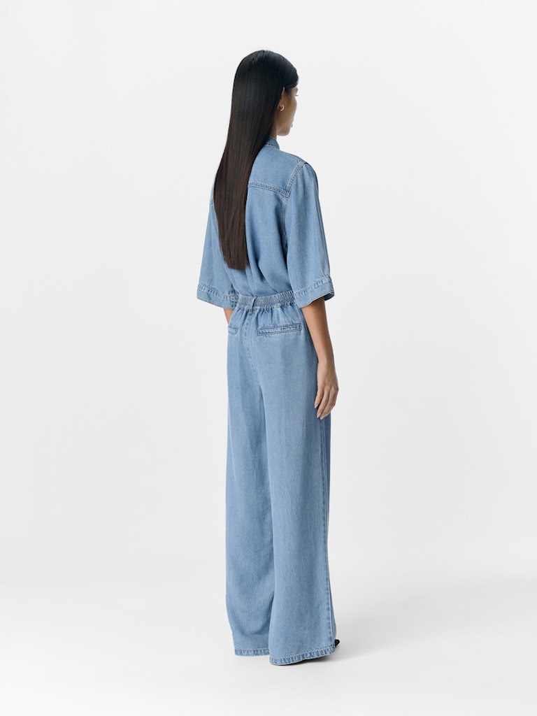 OBJFRAME LISA WIDE MW PANTS - Light Blue Denim
