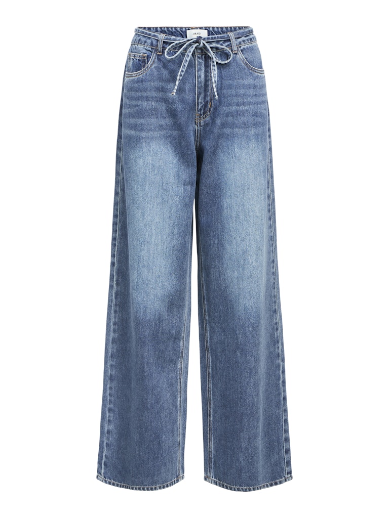 OBJROSIE MW WIDE JEANS - Medium Blue Denim