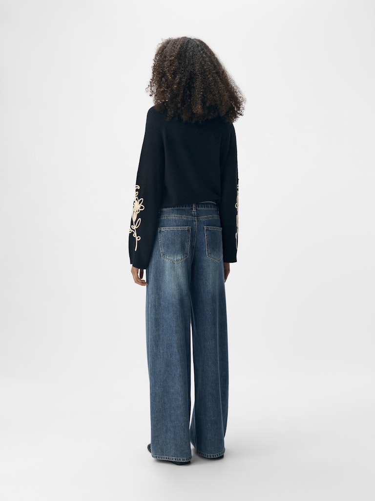 OBJROSIE MW WIDE JEANS - Medium Blue Denim