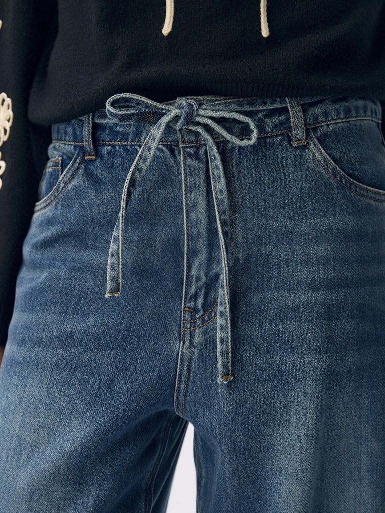 OBJROSIE MW WIDE JEANS - Medium Blue Denim