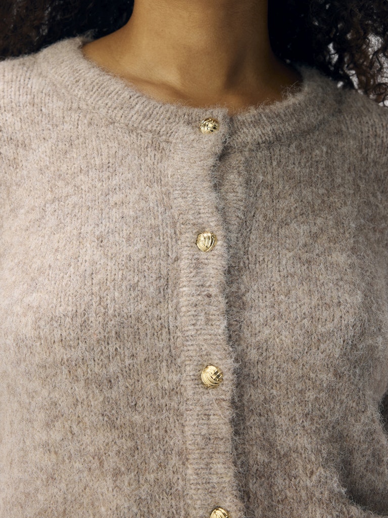 OBJSAGGIA RE L/S KNIT CARDIGAN - Humus Melange