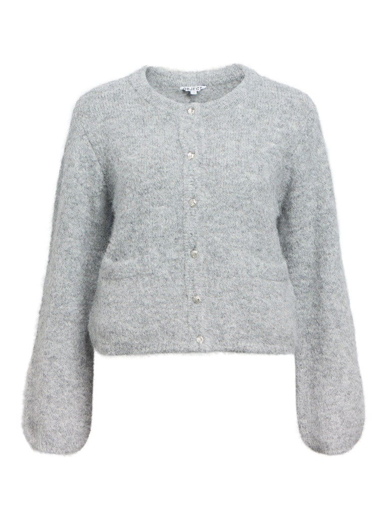 OBJSAGGIA RE L/S KNIT CARDIGAN - Medium Grey Melange