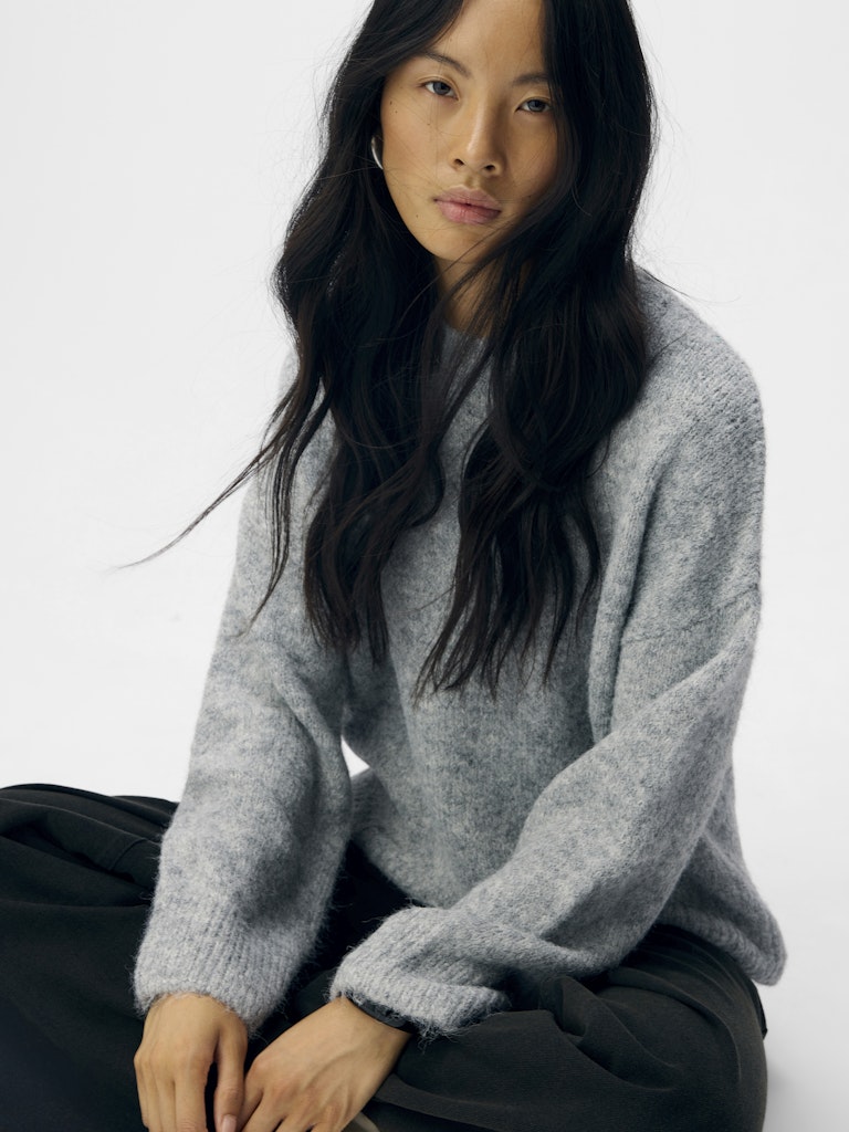OBJSAGGIA LS LO PULLOVER - Medium Grey Melange