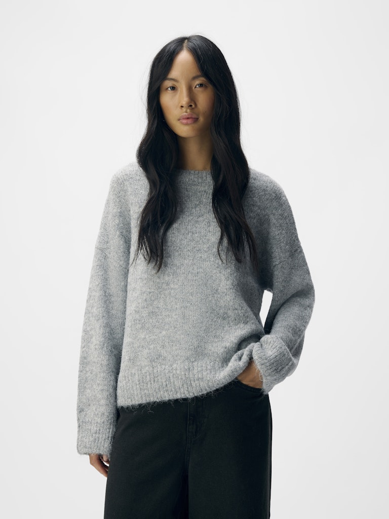 OBJSAGGIA LS LO PULLOVER - Medium Grey Melange