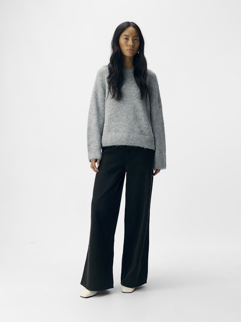 OBJSAGGIA LS LO PULLOVER - Medium Grey Melange