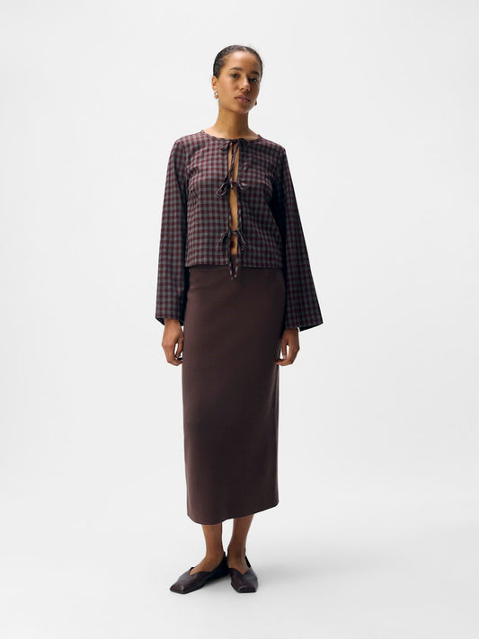 OBJREYNARD HW KNIT SKIRT - Seal Brown