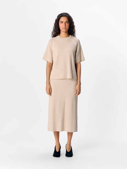 OBJESTER MW RE MIDI PATTERN SKIRT - Sandshell