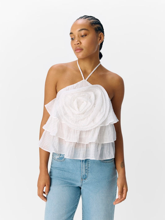 OBJBRITNEY S/L HALTERNECK SINGLET - White