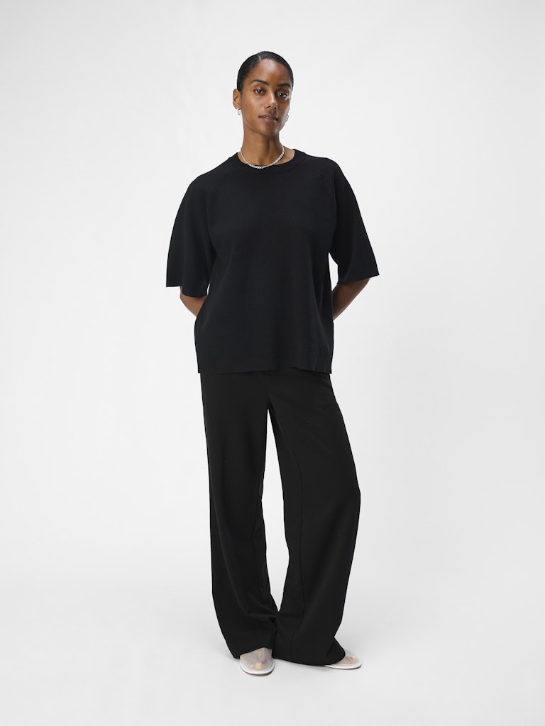 OBJREYNARD 2/4 KNIT PULLOVER - Black