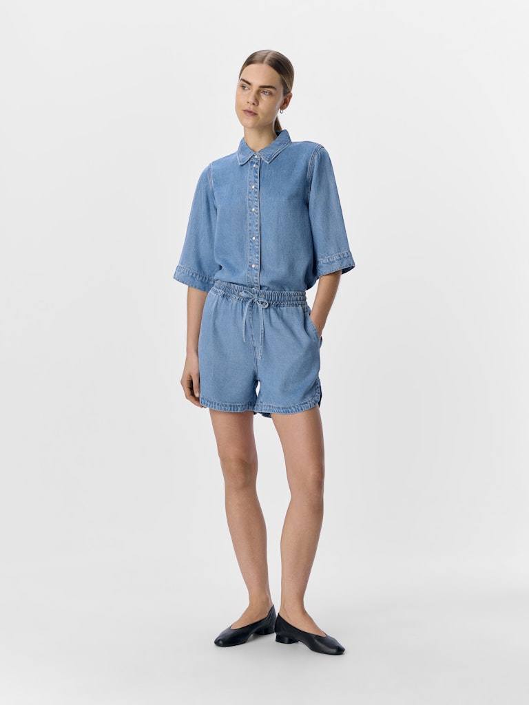 OBJFRAME RE MW SHORTS - Light Blue Denim