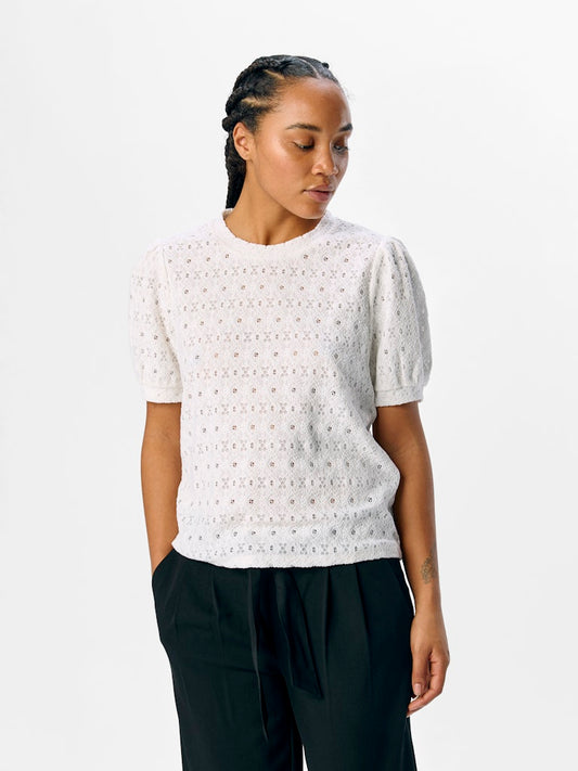 OBJLAILA S/S RE TOP - Cloud Dancer