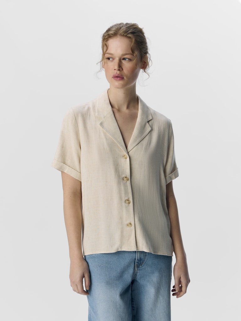 OBJSANNE S/S RE SHIRT - Sandshell
