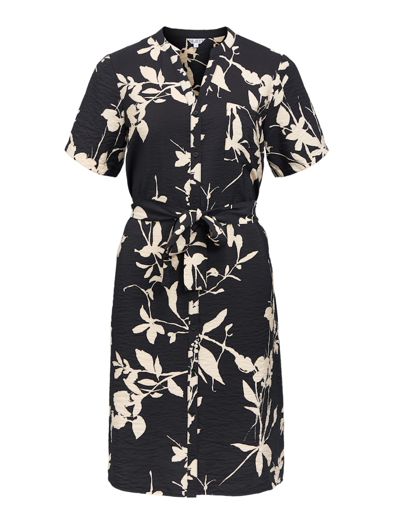 OBJJACIRA S/S SHIRT DRESS - Black/Sandshell Flower