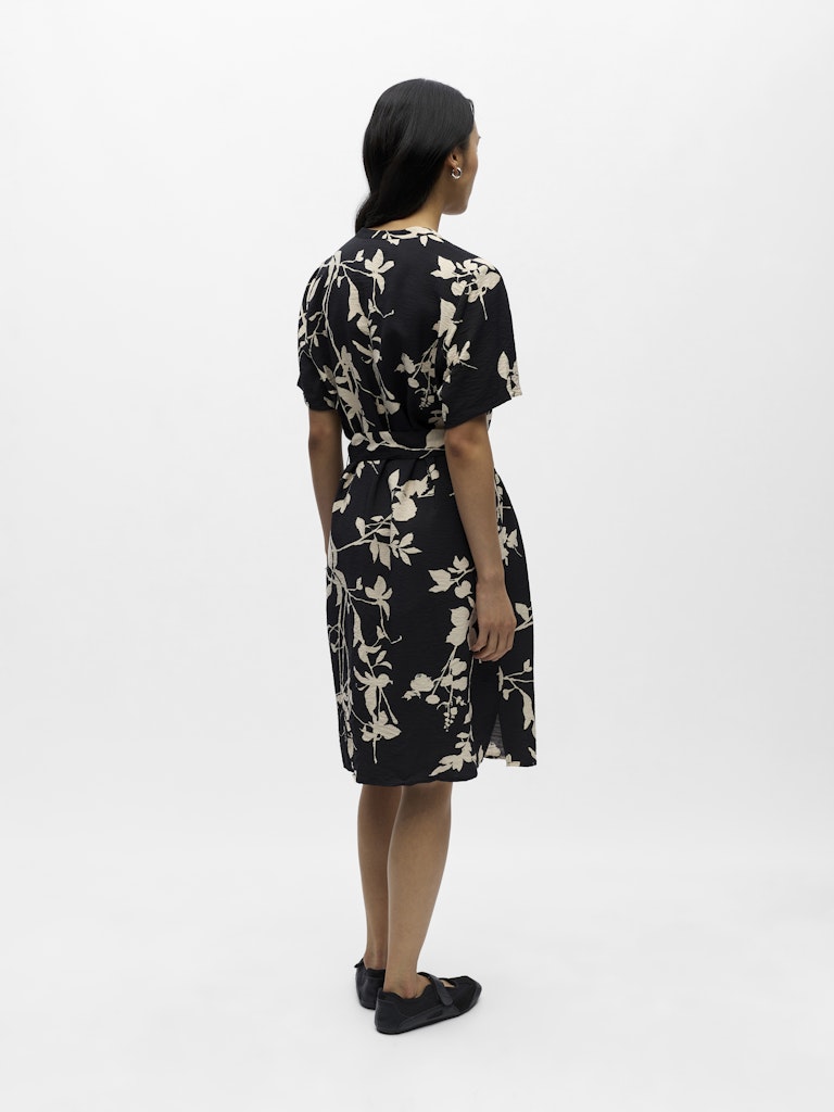 OBJJACIRA S/S SHIRT DRESS - Black/Sandshell Flower
