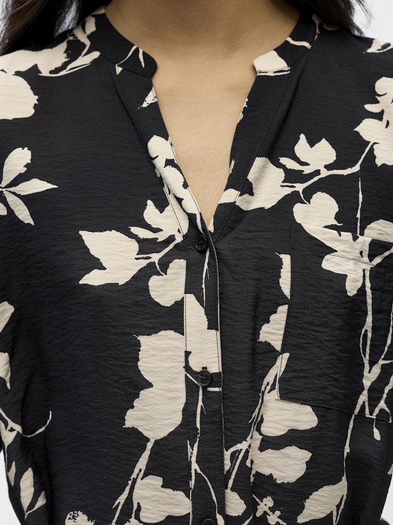 OBJJACIRA S/S SHIRT DRESS - Black/Sandshell Flower