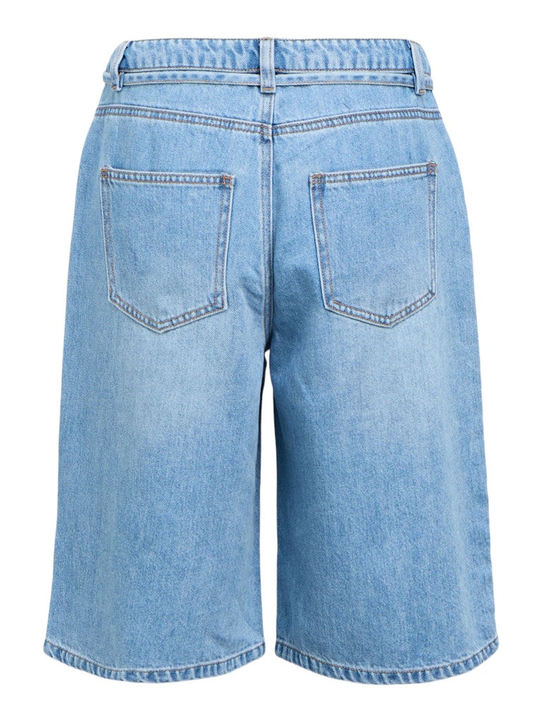 OBJROSIE MW LO DENIM LONG SHORTS - Light Blue Denim