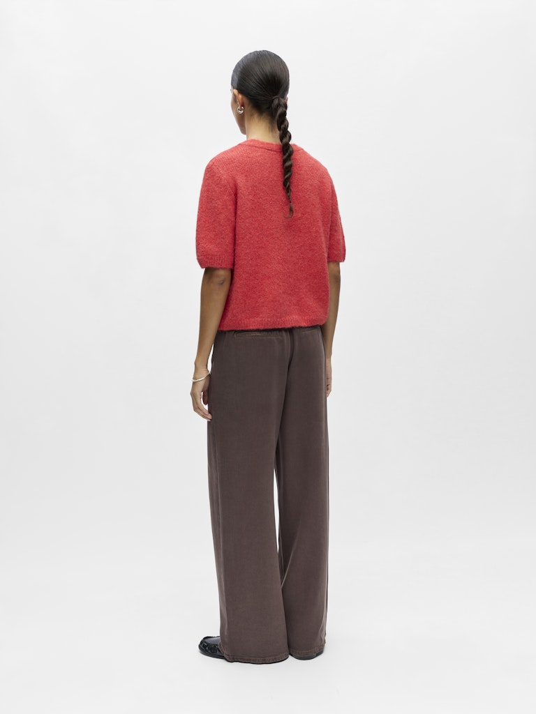 OBJSAGGIA RE SS V-NECK KNIT CARDIGAN -Poinsettia