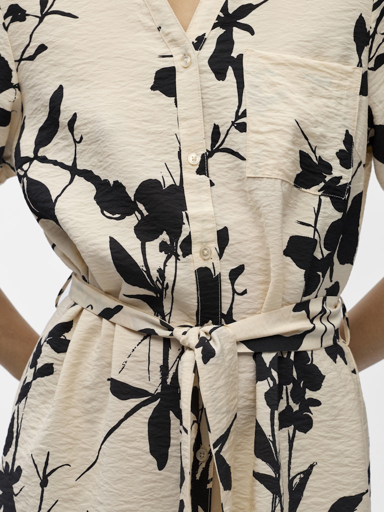 OBJJACIRA S/S SHIRT DRESS - Sandshell/Black Flower