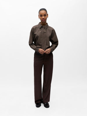 OBJSANNE ALINE WIDE PANT - Seal Brown