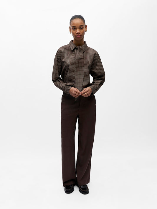 OBJSANNE ALINE WIDE PANT - Seal Brown