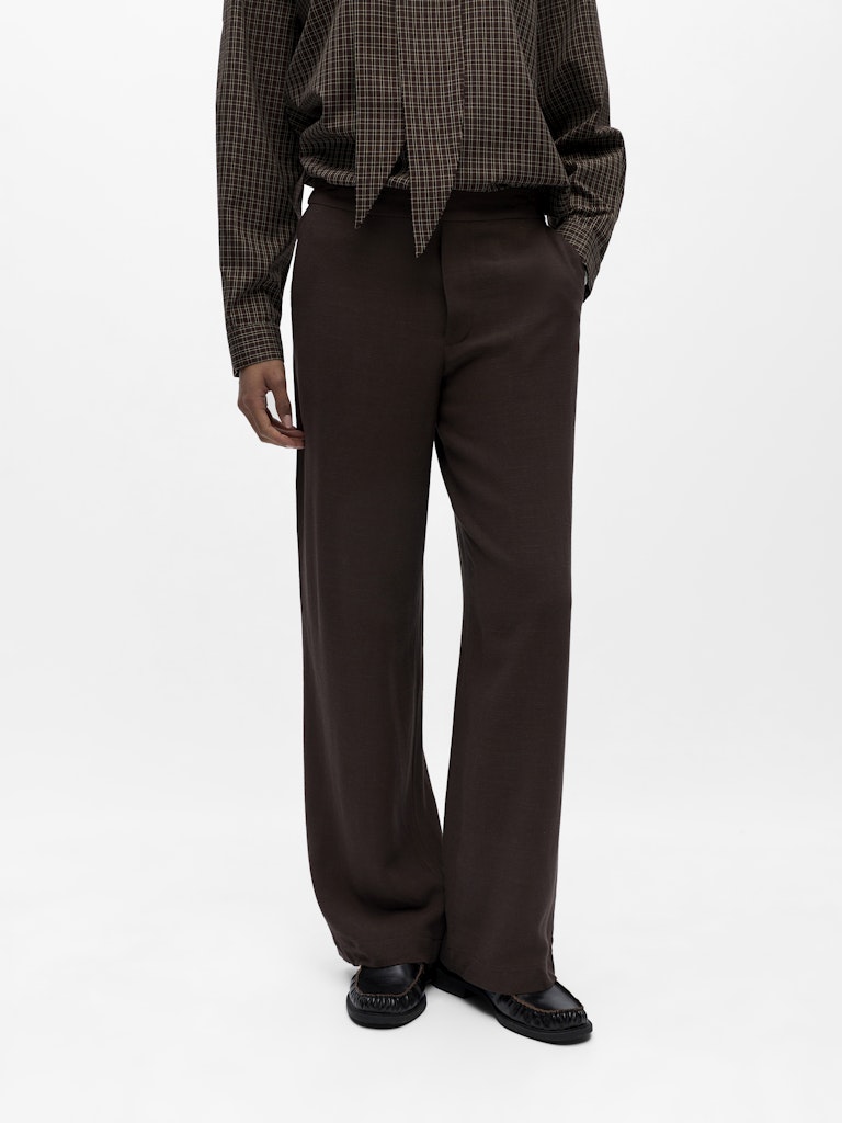 OBJSANNE ALINE WIDE PANT - Seal Brown