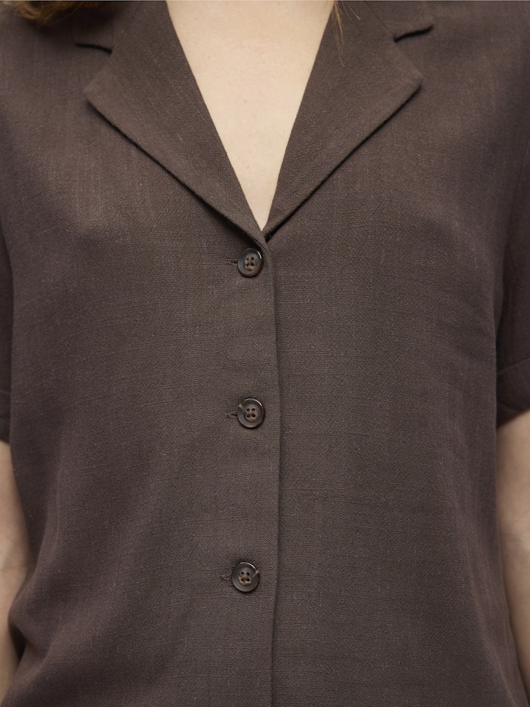 OBJSANNE S/S RE SHIRT - Seal Brown