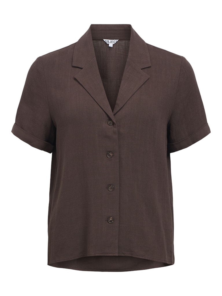 OBJSANNE S/S RE SHIRT - Seal Brown