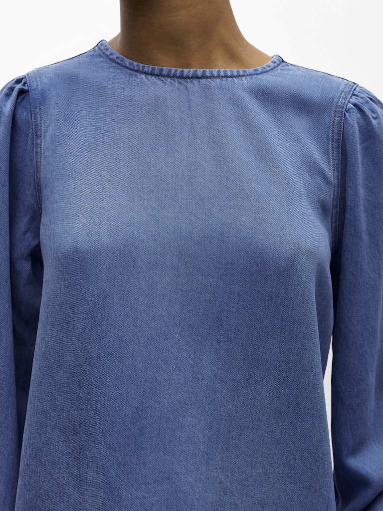 OBJFRAME RE L/S TOP - Medium Blue Denim