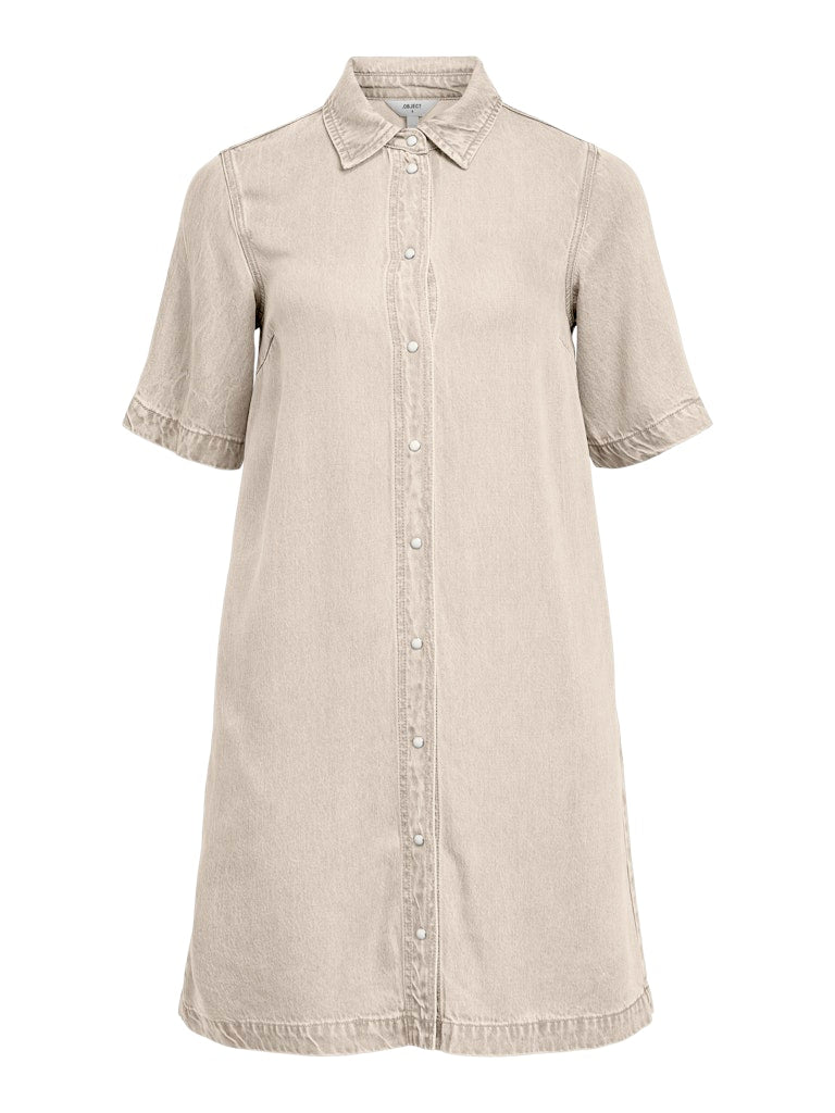 OBJFRAME 2/4 RE DENIM DRESS - Birch