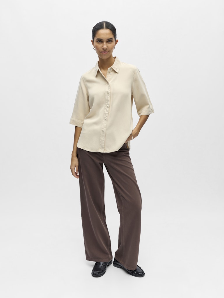 OBJFRAME 2/4 RE DENIM TOP - Birch