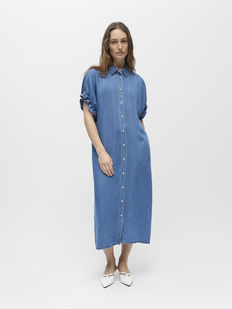 OBJFRAME TIANA 2/4 LO DENIM DRESS - Medium Blue Denim