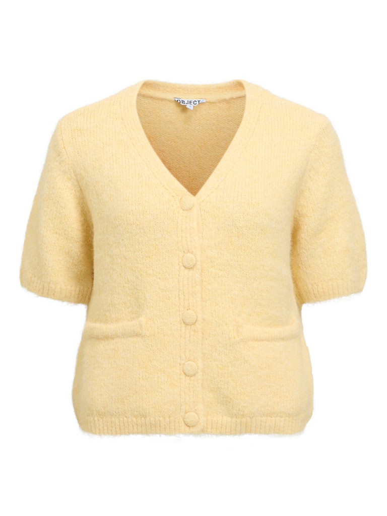 OBJSAGGIA RE SS V-NECK KNIT CARDIGAN - Sunlight