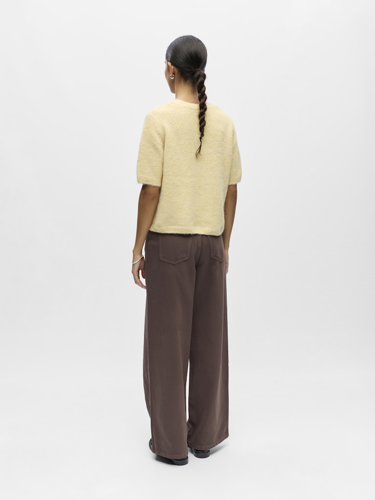 OBJSAGGIA RE SS V-NECK KNIT CARDIGAN - Sunlight