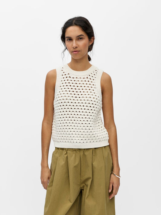 OBJDUNJA LO S/L KNIT TOP - White