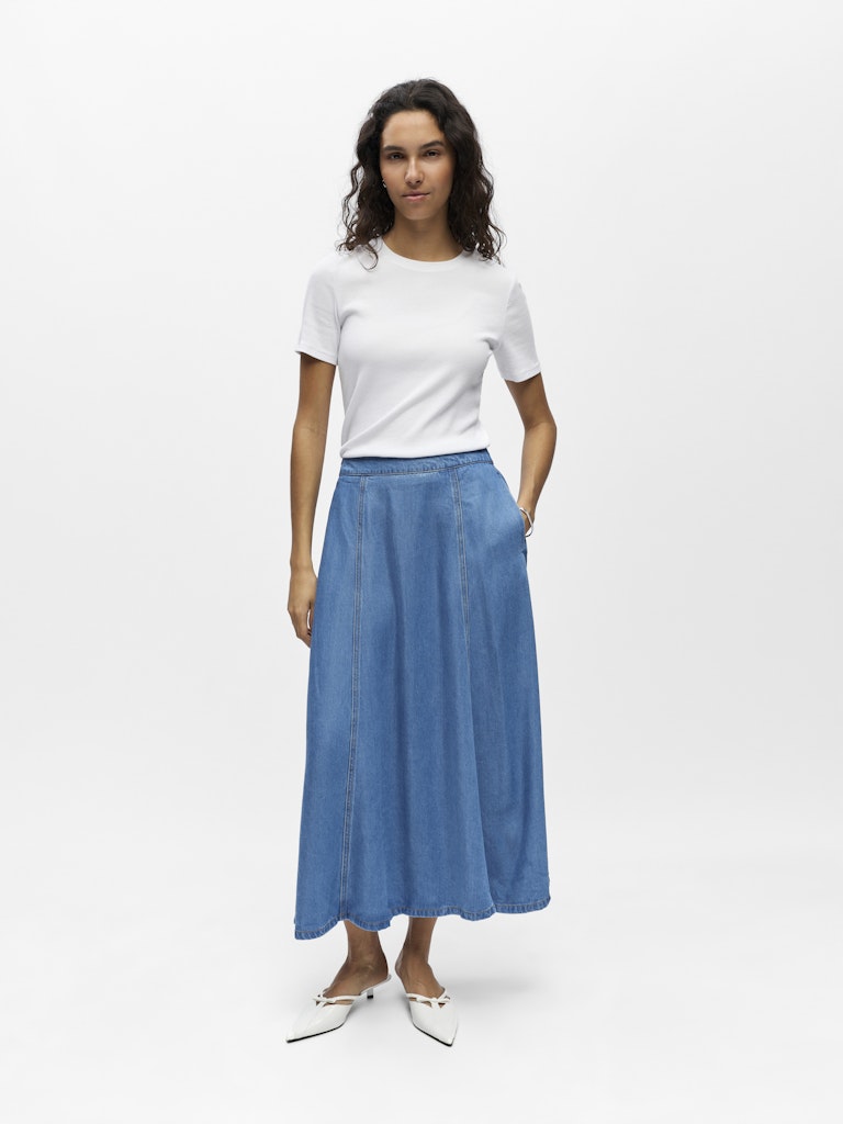 OBJFRAME MW DENIM SKIRT - Light Blue Denim