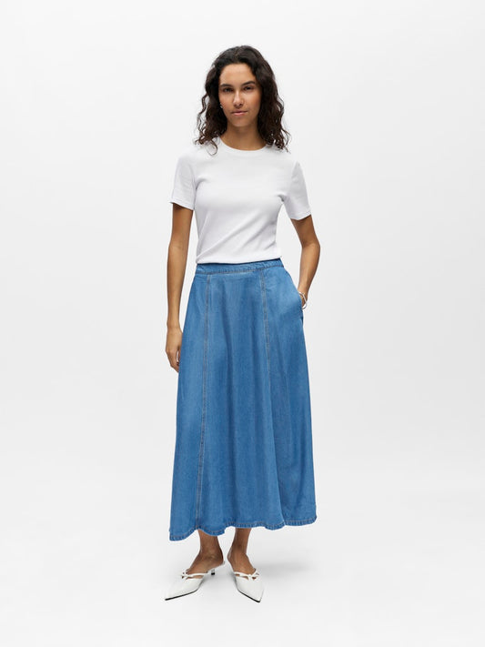 OBJFRAME MW DENIM SKIRT - Light Blue Denim