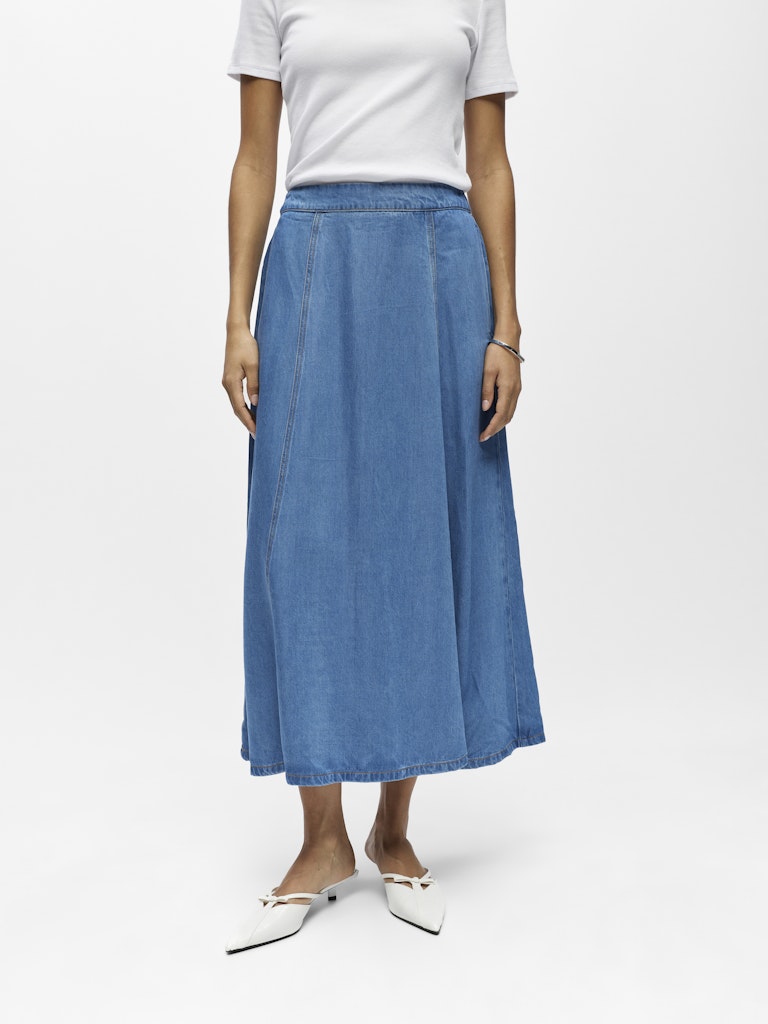 OBJFRAME MW DENIM SKIRT - Light Blue Denim