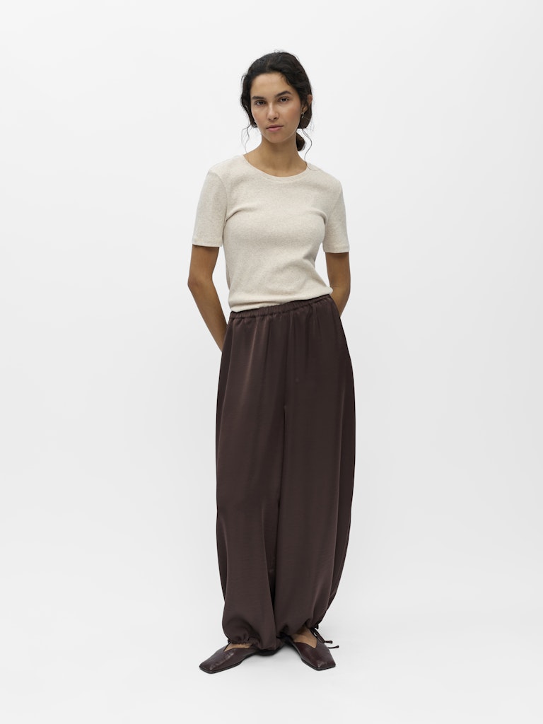 OBJCHILLI SUPER WIDE PANTS - Seal Brown